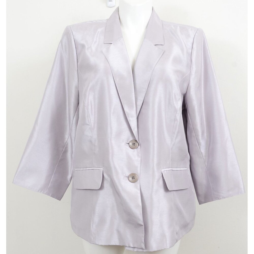 Midnight Velvet PLUS‎ Size 2X Lavender Sateen 3/4 Sleeve Blazer Shimmer Preppy